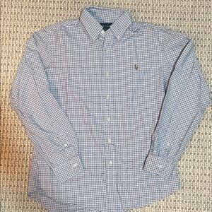 EUC Polo by Ralph Lauren Men's White and Blue Plaid Shirt